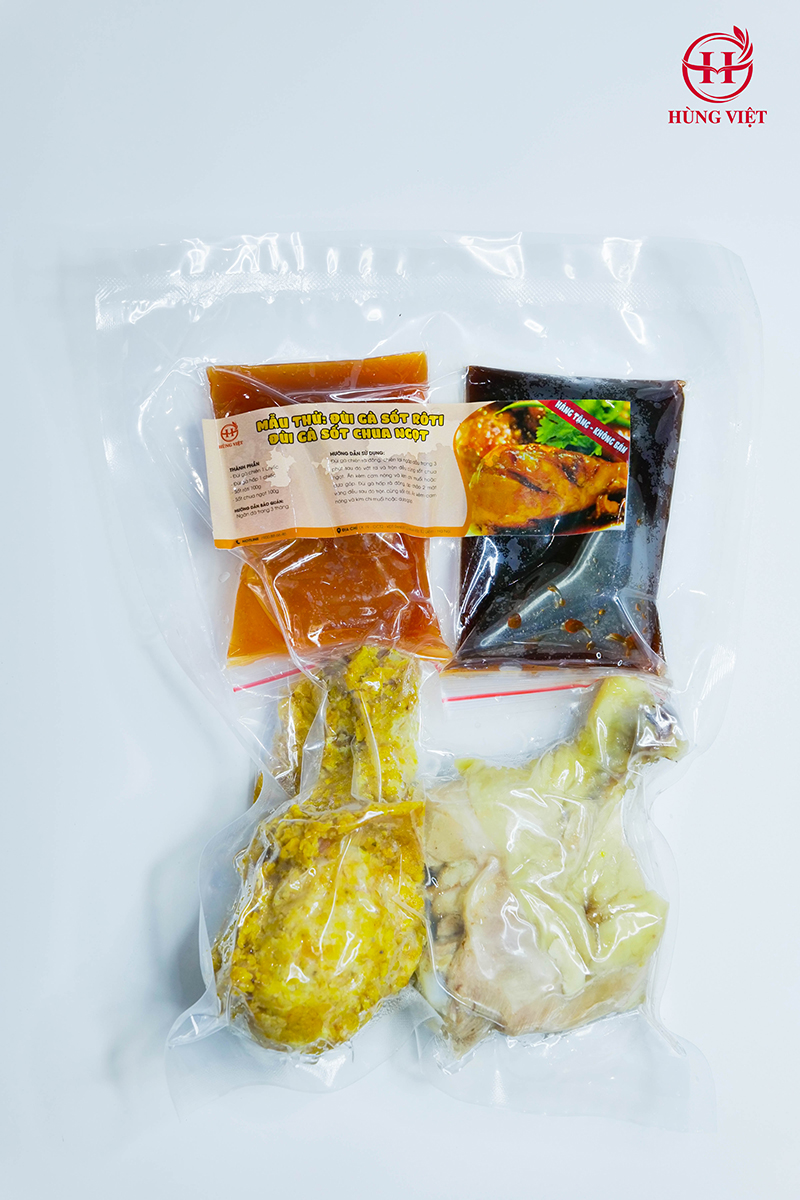 Mẫu thử miễn phí đùi gà Hùng Việt rán sẵn, hấp sẵn, sốt chua ngọt, sốt roti