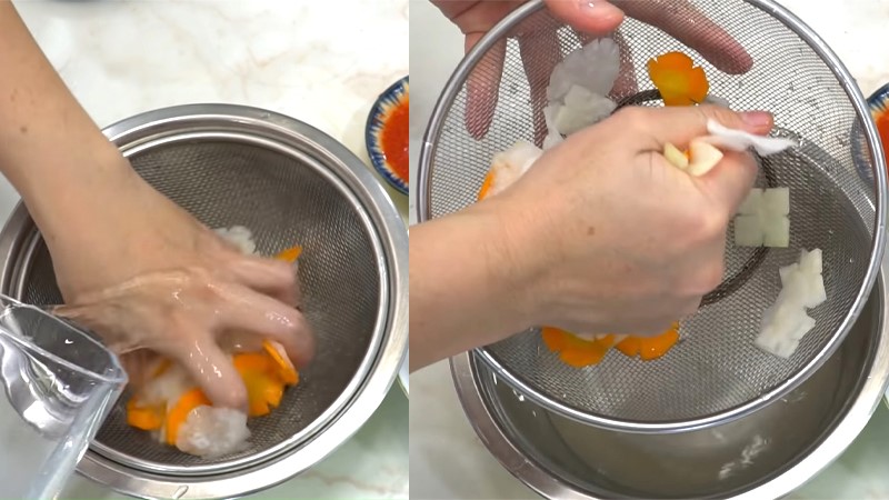 Vắt kiệt nước từ cà rốt và su hào