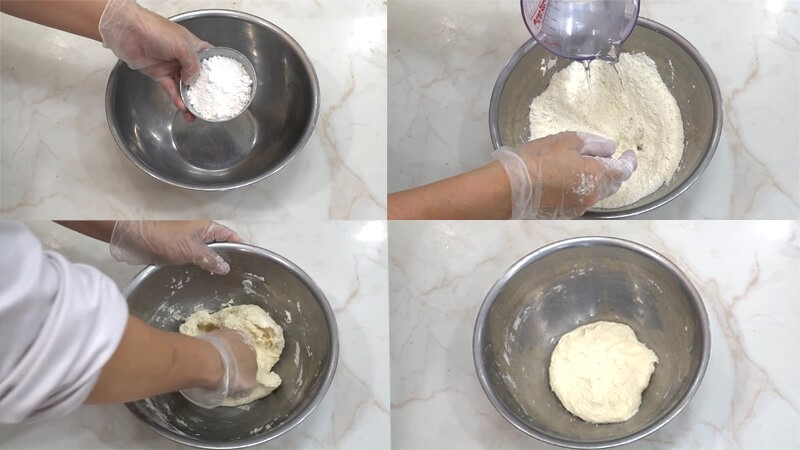 Pha bột làm bánh tôm