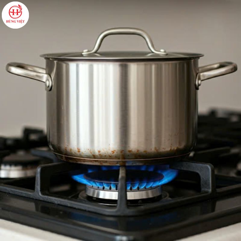 Đun nồi với lửa lớn trong thời gian dài gây ố vàng