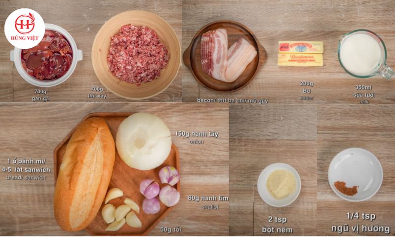 Các nguyên liệu làm pate gan gà