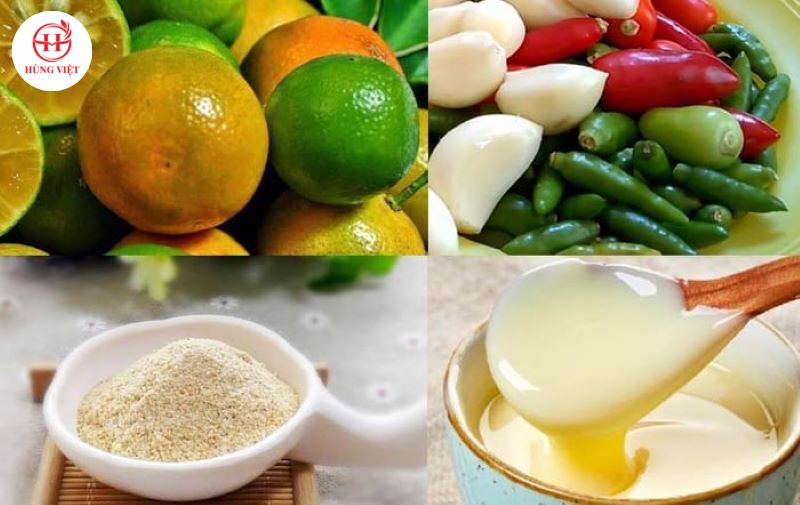 Một số nguyên liệu làm nước chấm chân gà sả tắc