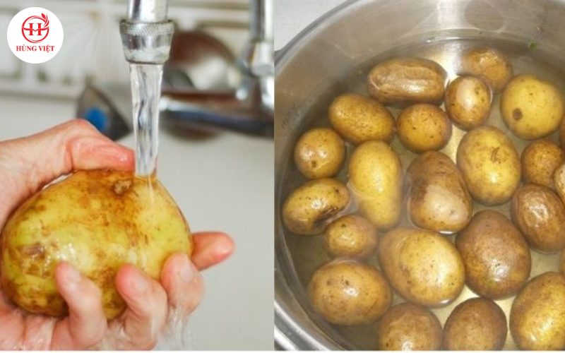 Rửa khoai tây thật sạch