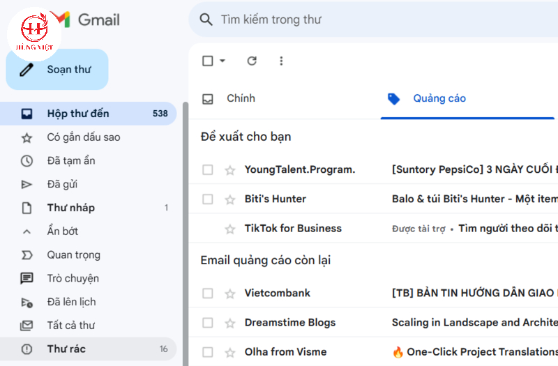 Kiểm tra thư trong cả mục spam và thư rác