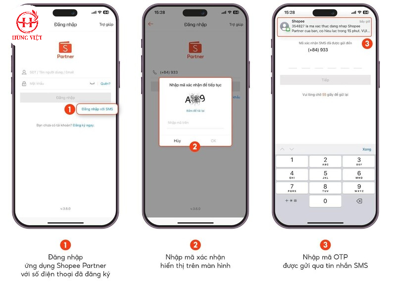 Đăng nhập Shopee Partner bằng số điện thoại