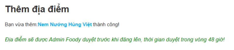 Thông tin được duyệt trong vòng 48 giờ