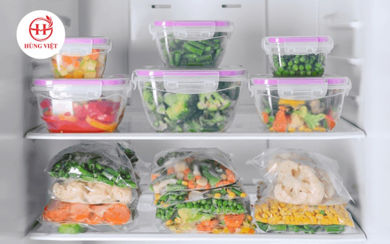 Sử dụng túi zip và hộp đựng chuyên dụng để đựng nguyên liệu cấp đông