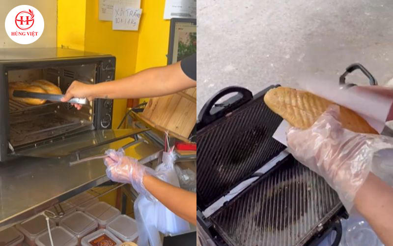 Lò nướng hoặc máy ép bánh mì là những thiết bị không thể thiếu.