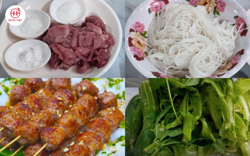 Nguyên liệu cần chuẩn bị để làm bún xào nem nướng