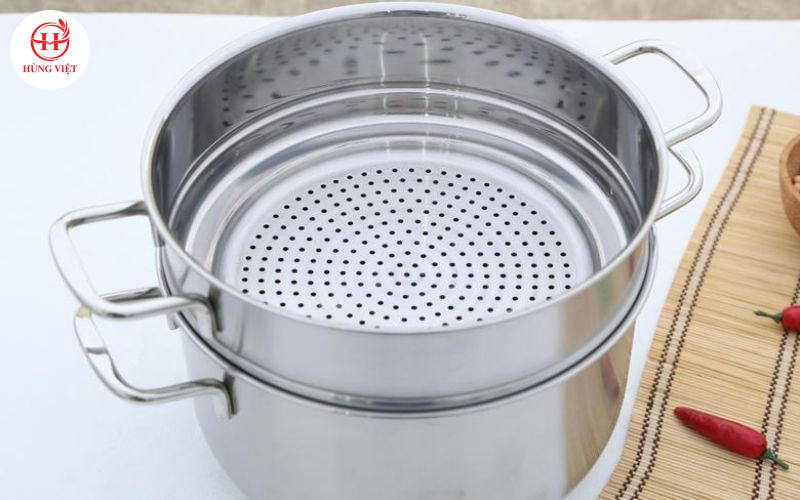 Xửng hấp inox sở hữu độ bền và đảm bảo an toàn vệ sinh thực phẩm.