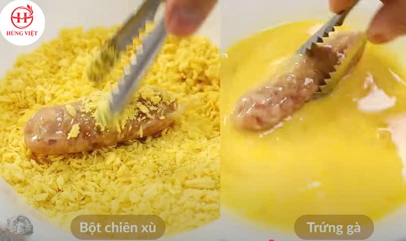 Lăn bột nem chua rán.