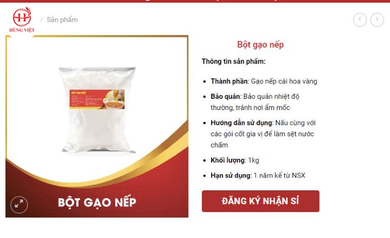 Nhập sỉ bột gạo nếp nhà Hùng Việt 