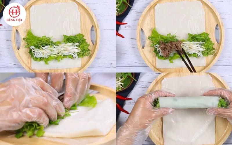 Tiến hành cuộn phở