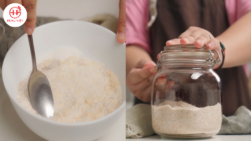 Cất kín bột rang muối còn thừa