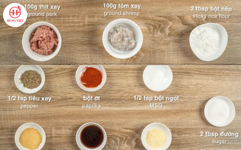 Một số nguyên liệu làm nước chấm nem nướng Ninh Hòa.