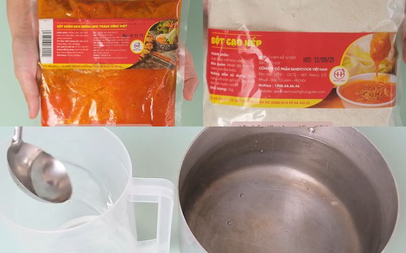 Các nguyên liệu làm nước chấm nem nướng Nha Trang Hùng Việt.