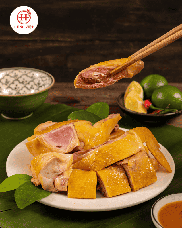 Thớ thịt gà ủ muối có màu đỏ hồng đặc trưng