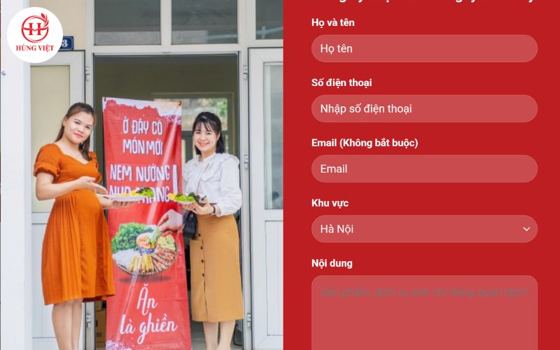 Form đăng ký nhận sỉ trên website của Hùng Việt