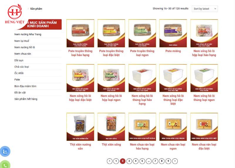 Danh mục sản phẩm đa dạng của Hùng Việt Foods
