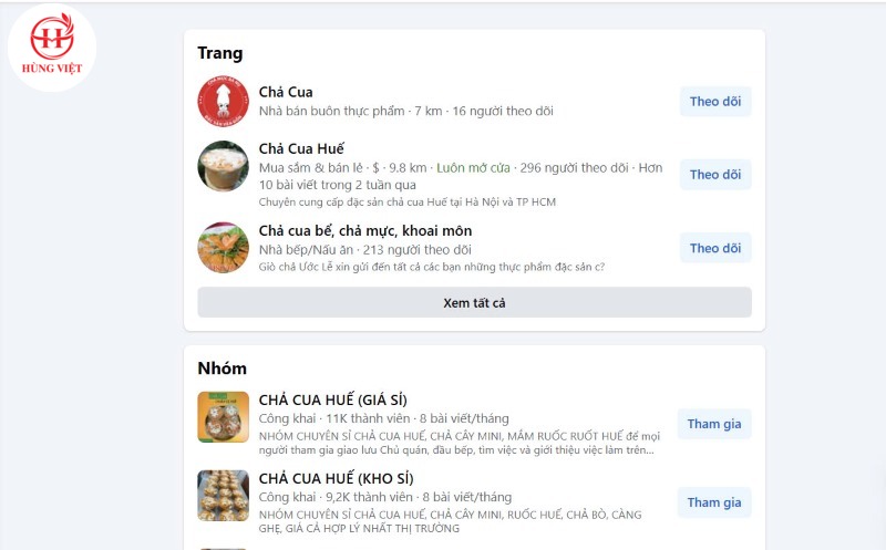Mua chả cua qua mạng xã hội 