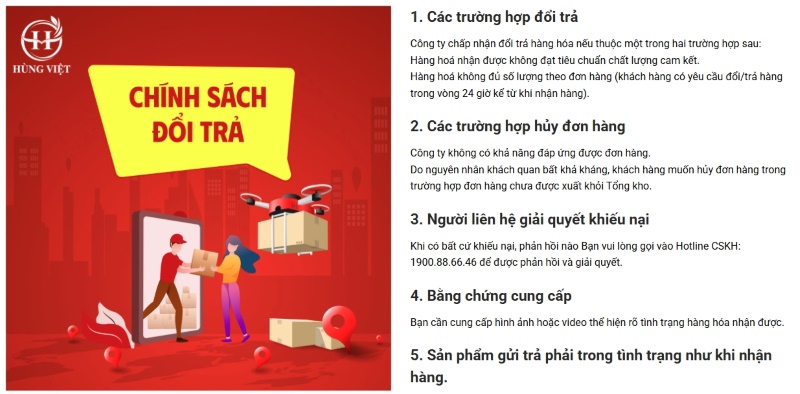 Chính sách đổi trả linh hoạt