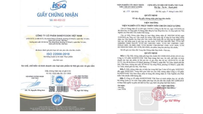 Chứng nhận ISO 22000