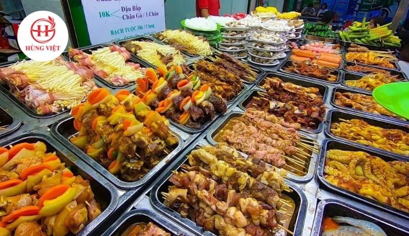 Menu buffet nướng vỉa hè với đa dạng 5 nhóm món 