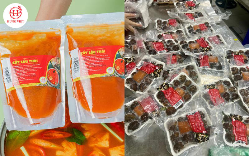 Các sản phẩm làm món lẩu của nhà Hùng Việt.