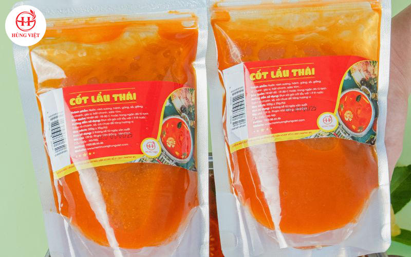 Sản phẩm cốt lẩu Thái được đóng gói tiện lợi, dễ dàng sử dụng.