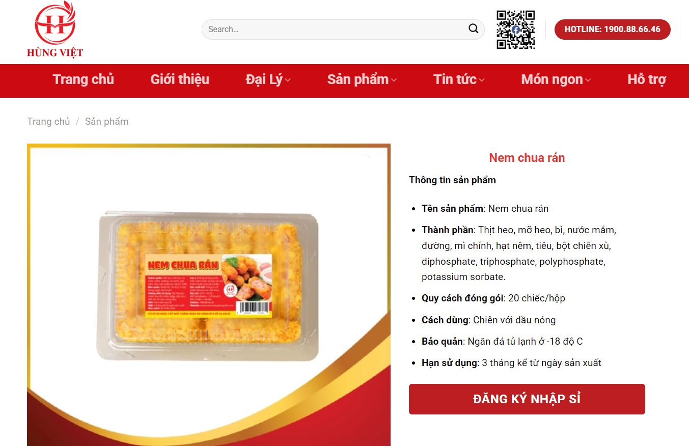 Website Nem nướng Hùng Việt.