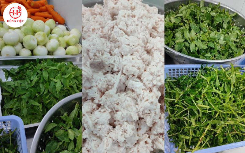 Chuẩn bị đầy đủ các nguyên liệu làm dồi sụn