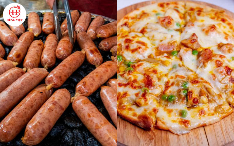 Lạp xưởng, pizza,... là những món ăn nhanh hấp dẫn, được nhiều người yêu thích.
