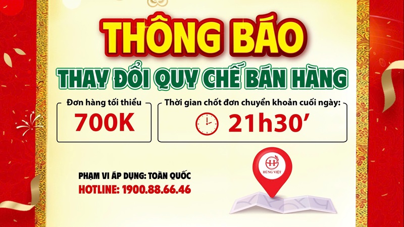 Thông báo cập nhật chính sách bán hàng mới nhất từ Hùng Việt Foods