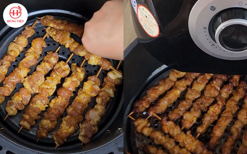 Làm thịt xiên nướng bằng nồi chiên không dầu