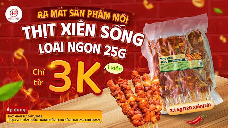 Ra Mắt Thịt Xiên Sống Loại Ngon 25G – Siêu Phẩm Mới Cho Chủ Quán, Giá Sỉ Chỉ Từ 3K/xiên!