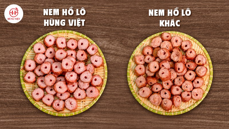 So sánh Nem hồ lô Hùng Việt và Nem hồ lô ngoài thị trường
