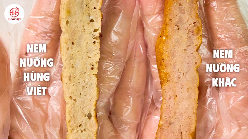 o sánh nem nướng Nha Trang Hùng Việt và nem nướng ngoài thị trường