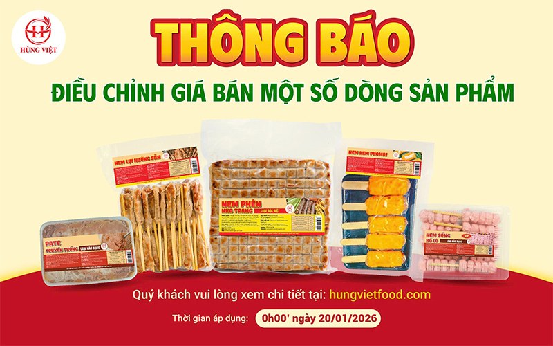 Thông Báo Điều Chỉnh Giá Bán Một Số Dòng Sản Phẩm Từ Ngày 20/01/2026
