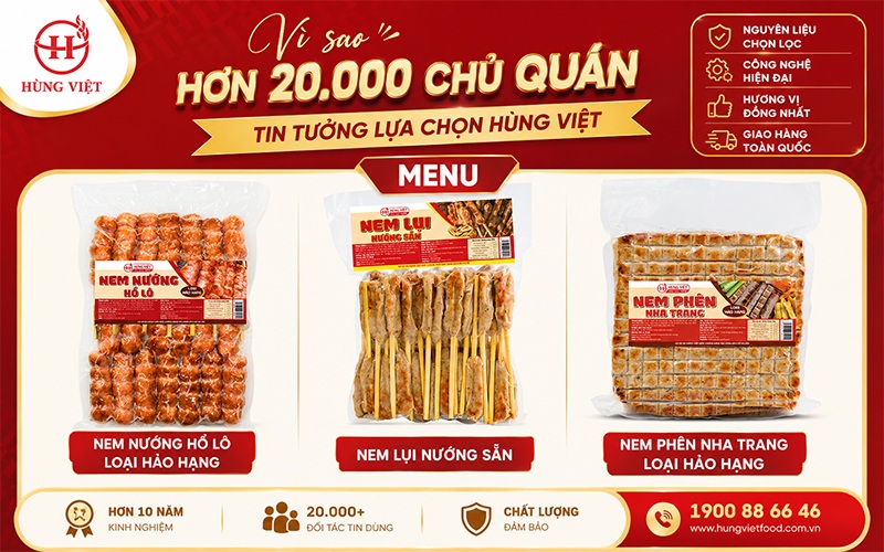 Khám Phá 4 Dòng Nem Nướng Chất Lượng Tại Hùng Việt