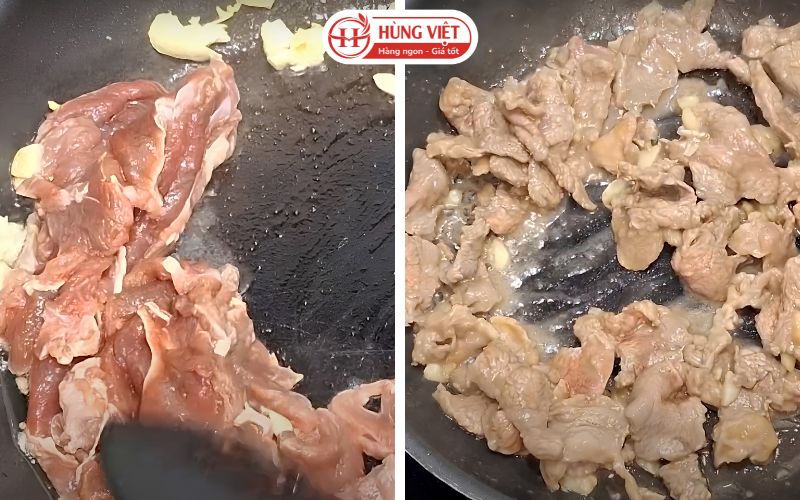 Xào tái thịt bò