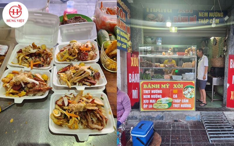 Xe đẩy xôi hoặc bánh mì take away