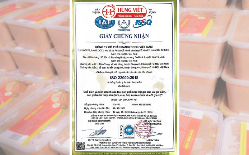 Đảm bảo vệ sinh an toàn thực phẩm ISO 22000