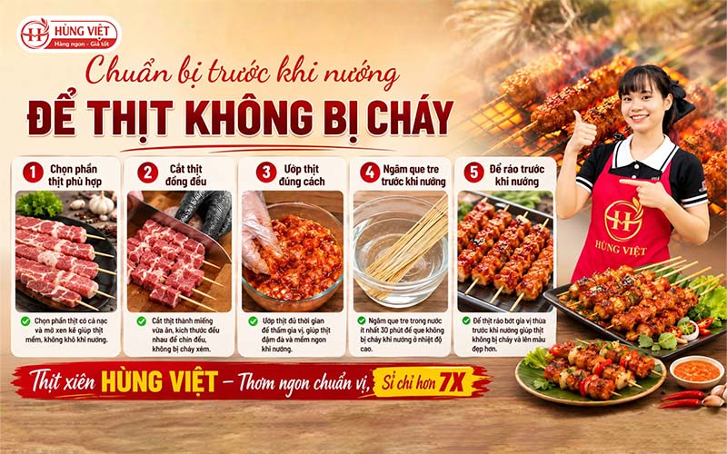 Cách Nướng Thịt Xiên Không Bị Cháy