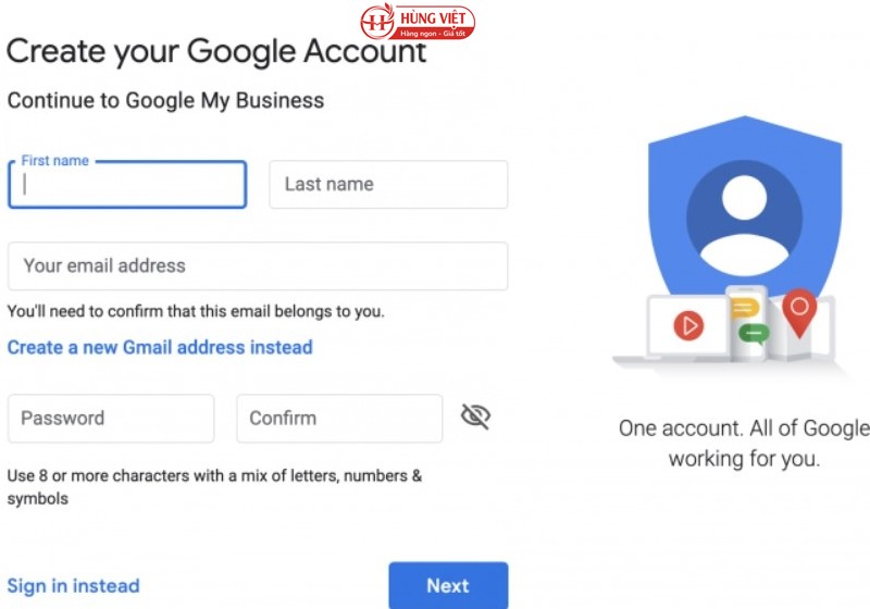 Khởi tạo và điền đầy đủ thông tin đăng ký tài khoản Google Map vào