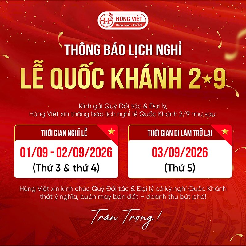 Thông Báo Lịch Nghỉ Lễ Quốc Khánh 2/9/2026
