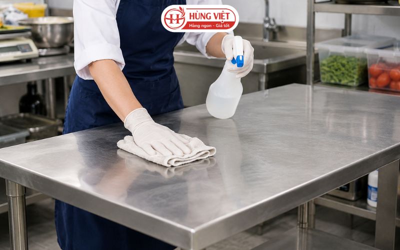 Vệ sinh bàn chế biến
